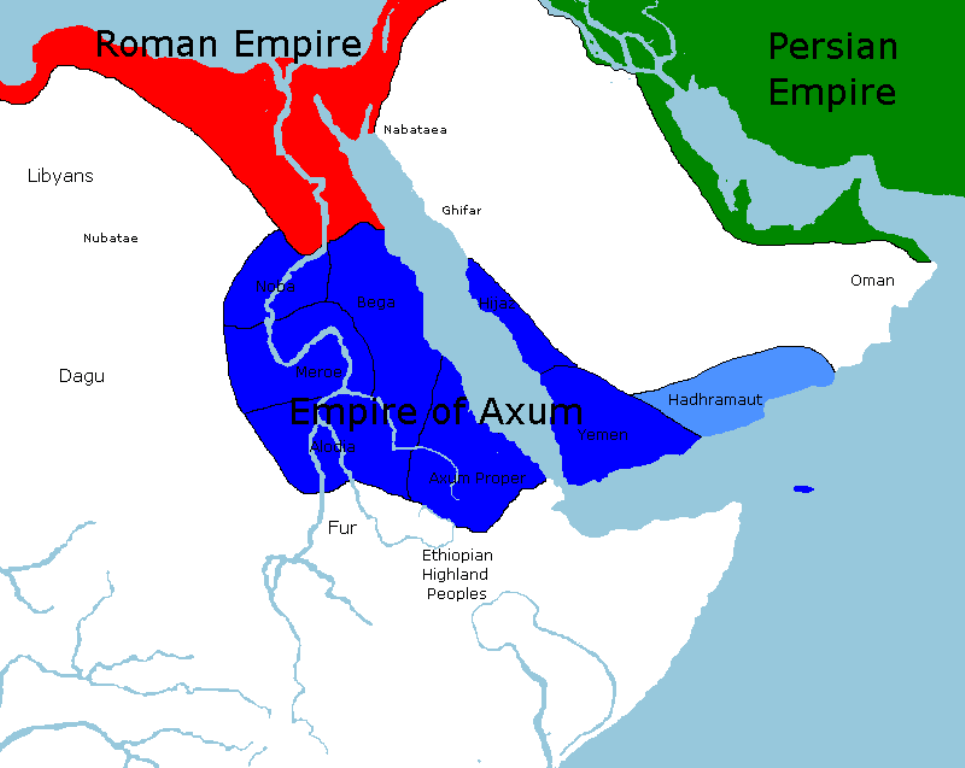 Domini diretti e aree di influenza dell'Impero di Axsum al suo apogeo, origine comune della storia dell'Eritrea e dell'Etiopia @proudpeople.fr