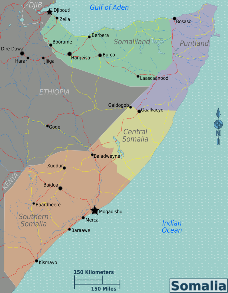 La cartina della Somalia