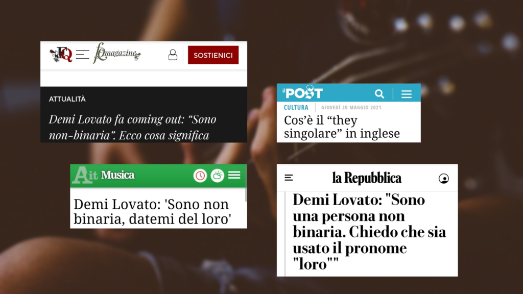 I titoli delle testate considerate: Il Fatto Quotidiano, Il Post, Ansa, La Repubblica