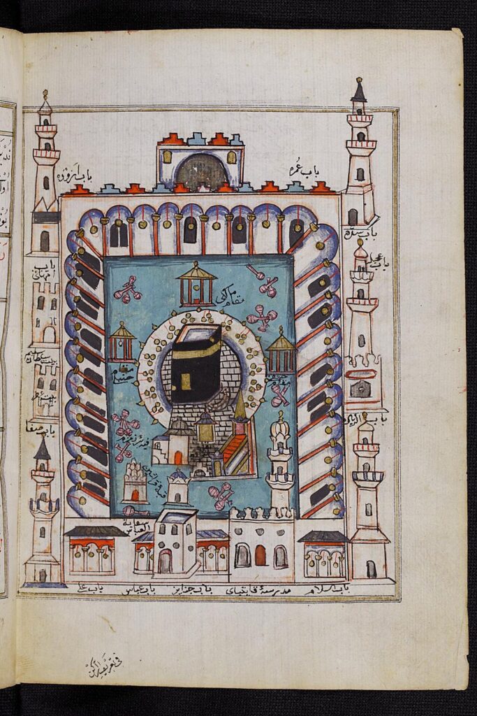 Rappresentazione ottomana del XVI secolo della Grande Moschea e della Ka'ba, intorno alla quale anche Mansa Musa compì 7 giri