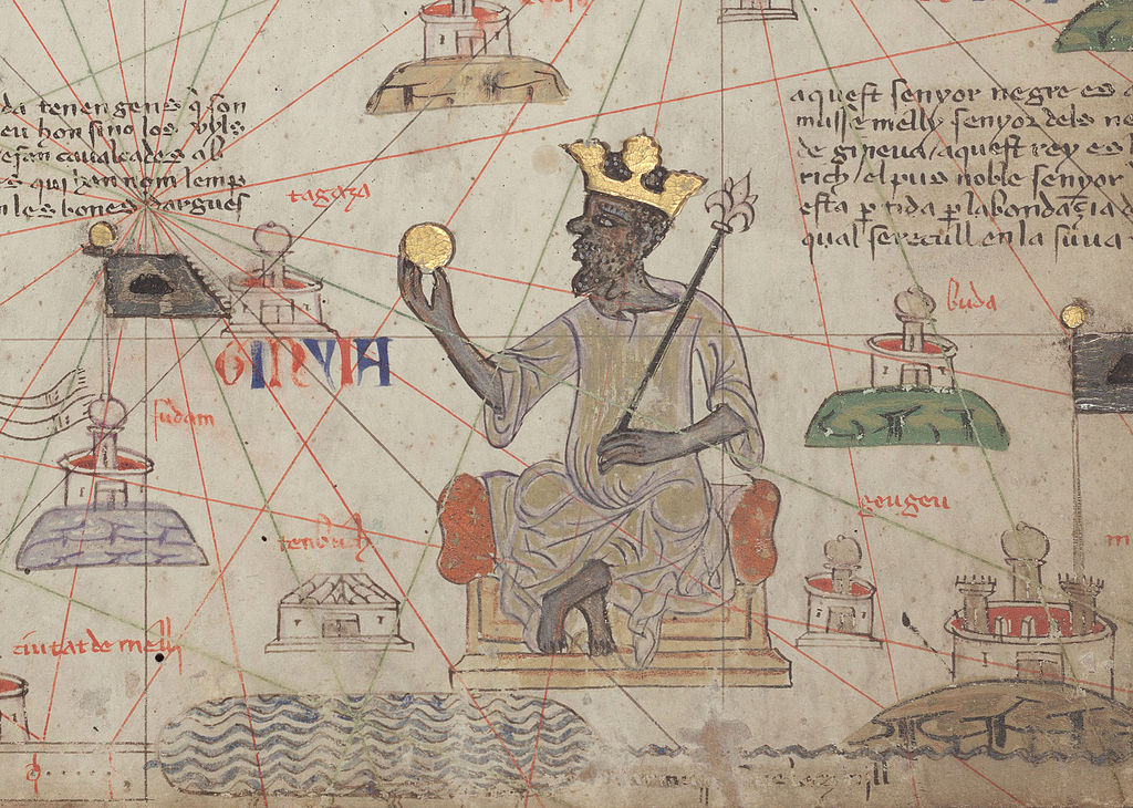 La rappresentazione più celebre di Mansa Musa, nella carta di Abraham Cresques del 1375