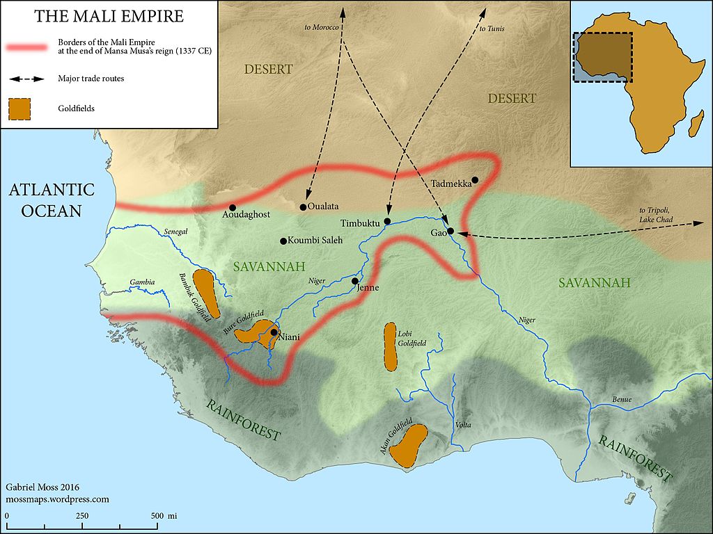 Estensione dell'Impero del Mali al tempo di Mansa Musa
