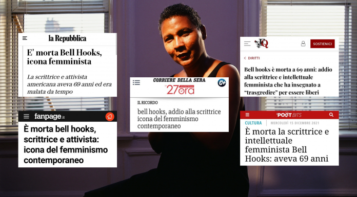 Il ritratto di bell hooks composto dai media