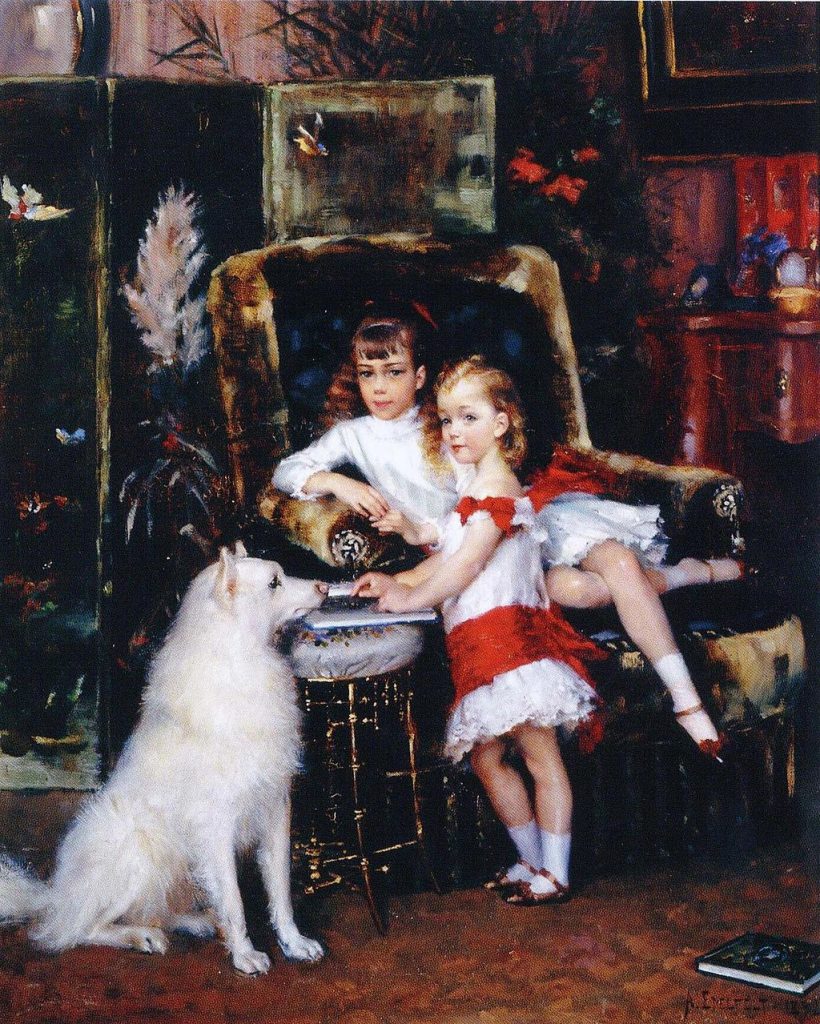 Il dolce momento dell'infanzia di Ksenia bambina, ritratta con il fratello, 1882. Albert Edelfelt/Wikimedia commons